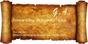 Gavansky Annamária névjegykártya